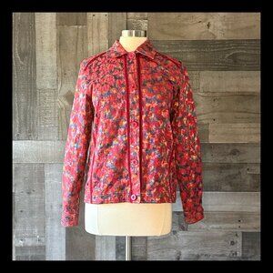 Handmade reversible sparkly floral button up jacket medium feminine coastal fall